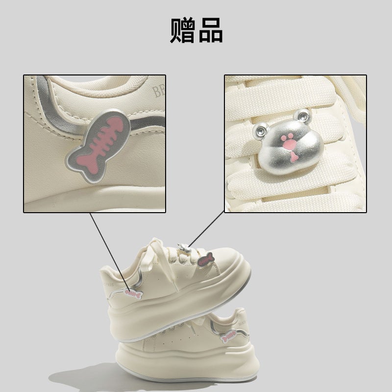 Classic White Shoes Thick-Soled Women'S Shoes 2025 Spring And Lightweight Sports Shoes Mcqueen Casual Shoes Korean Style Shoes - Image 3